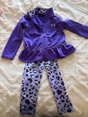 Under Armour Purple Peplum Hoodie & Leopard Leggings Set